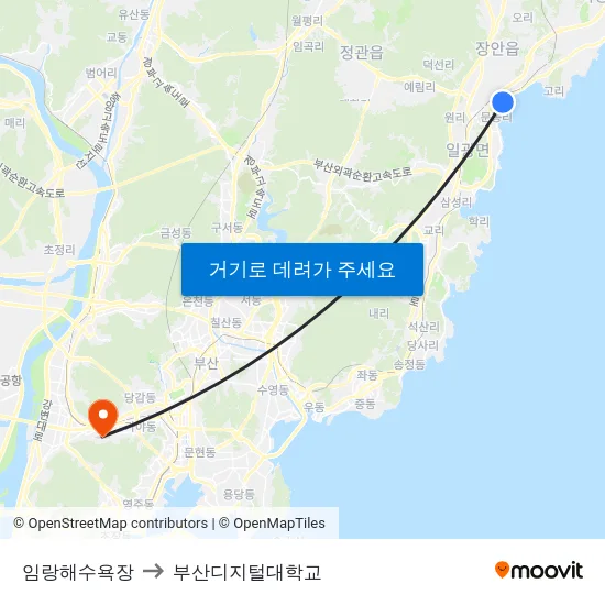 임랑해수욕장 to 부산디지털대학교 map