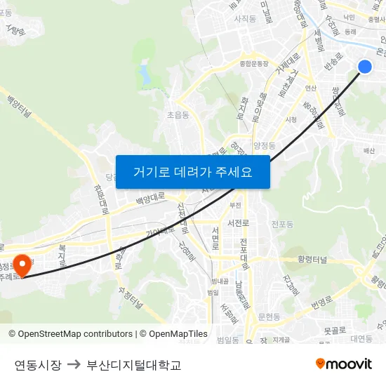 연동시장 to 부산디지털대학교 map