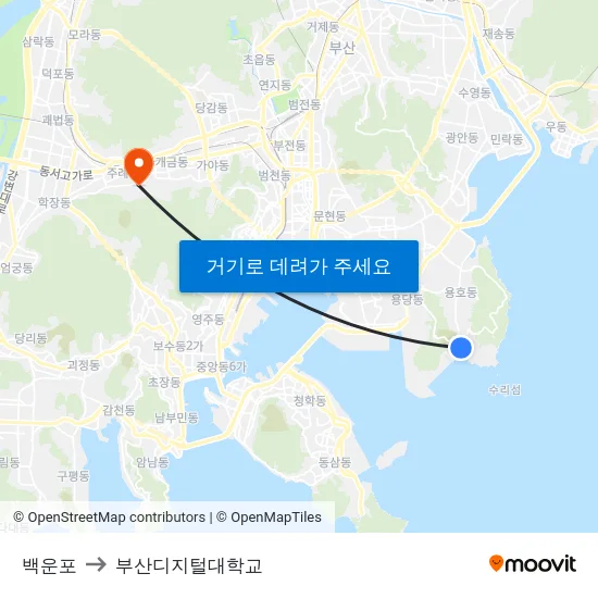 백운포 to 부산디지털대학교 map