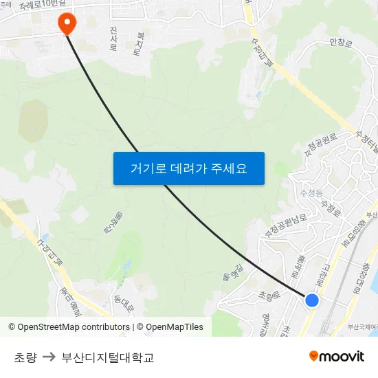 초량 to 부산디지털대학교 map