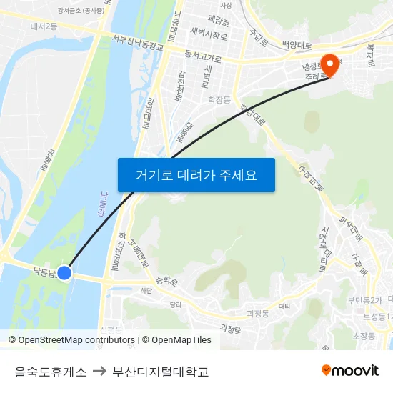 을숙도휴게소 to 부산디지털대학교 map