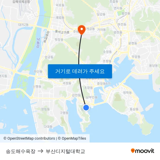 송도해수욕장 to 부산디지털대학교 map