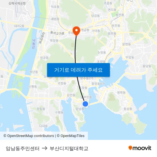 암남동주민센터 to 부산디지털대학교 map