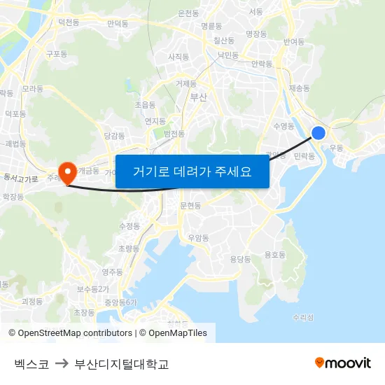 벡스코 to 부산디지털대학교 map