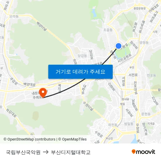 국립부산국악원 to 부산디지털대학교 map