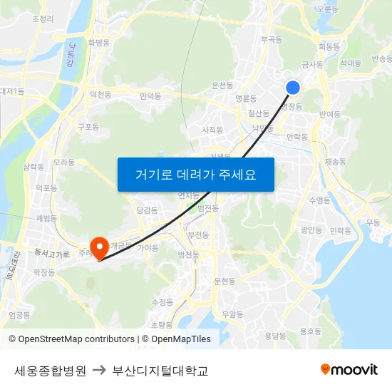 세웅종합병원 to 부산디지털대학교 map
