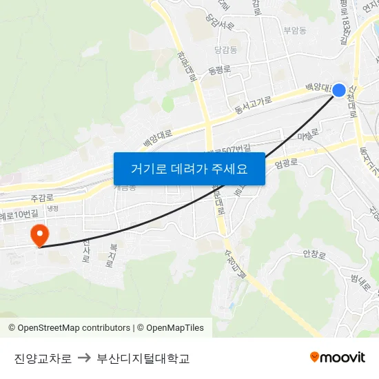 진양교차로 to 부산디지털대학교 map