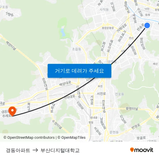 경동아파트 to 부산디지털대학교 map