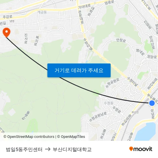 범일5동주민센터 to 부산디지털대학교 map