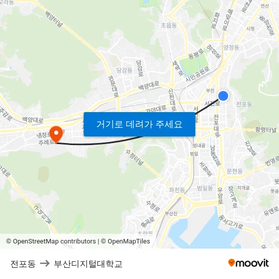 전포동 to 부산디지털대학교 map