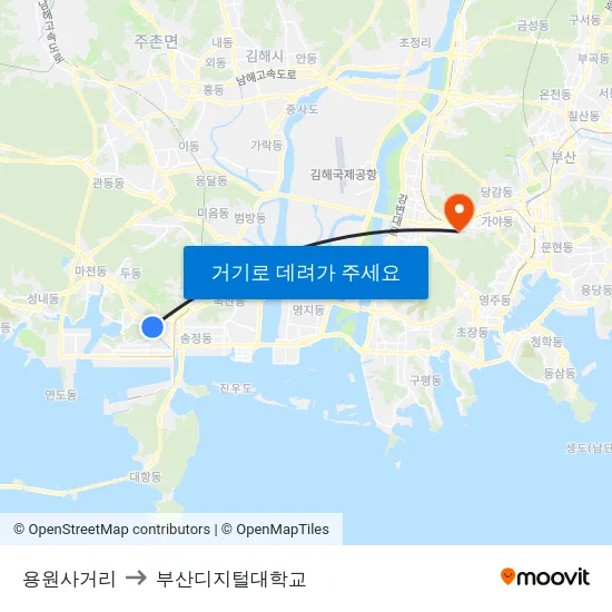 용원사거리 to 부산디지털대학교 map