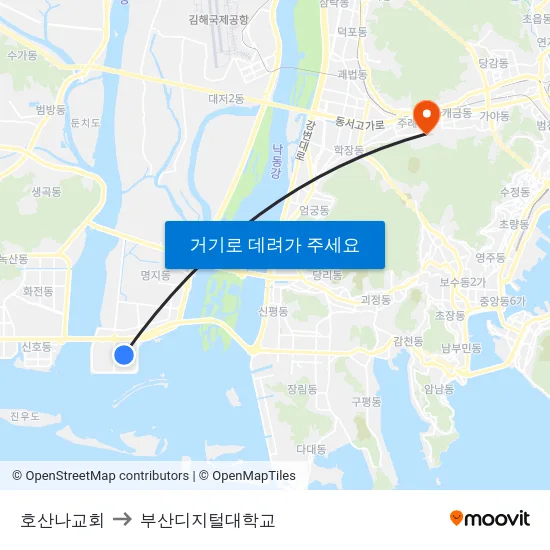 호산나교회 to 부산디지털대학교 map