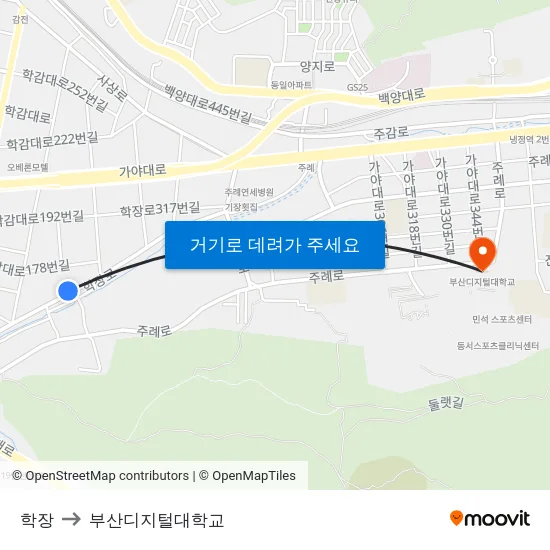 학장 to 부산디지털대학교 map