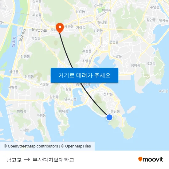 남고교 to 부산디지털대학교 map