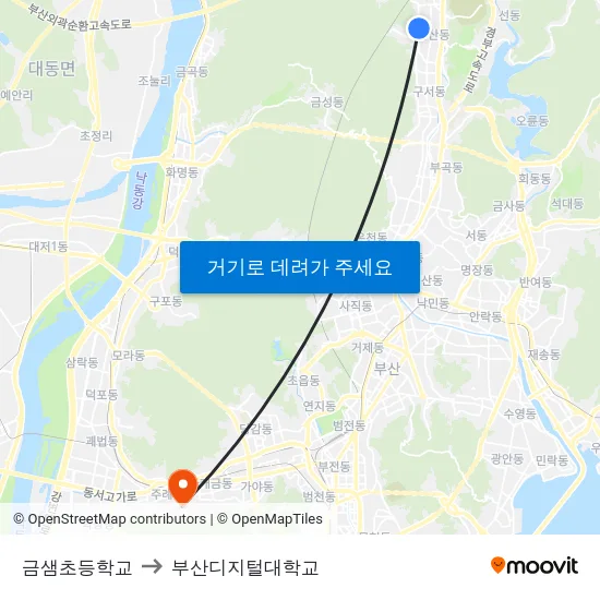 금샘초등학교 to 부산디지털대학교 map