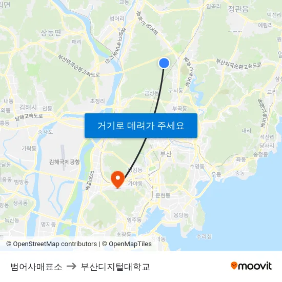 범어사매표소 to 부산디지털대학교 map