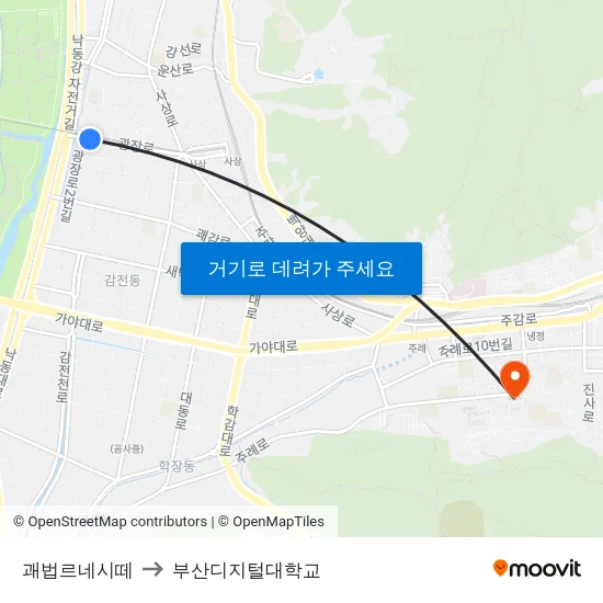 괘법르네시떼 to 부산디지털대학교 map