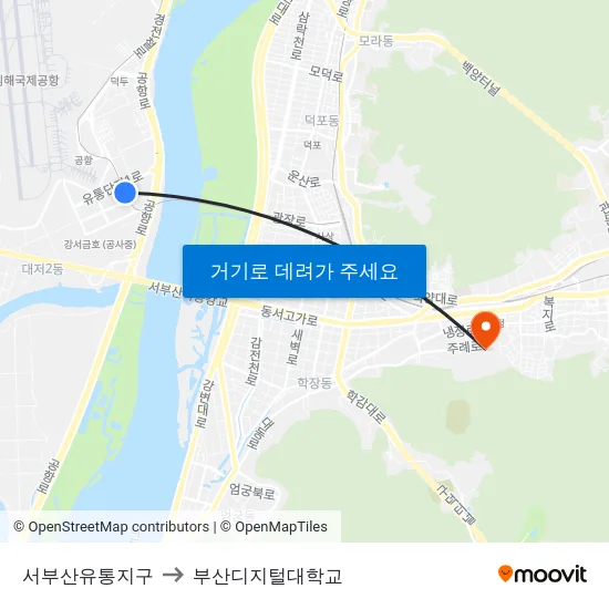 서부산유통지구 to 부산디지털대학교 map