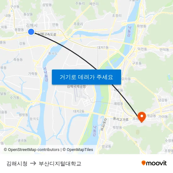 김해시청 to 부산디지털대학교 map