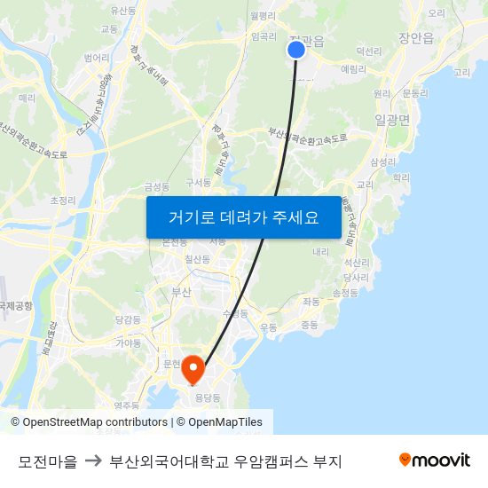 모전마을 to 부산외국어대학교 우암캠퍼스 부지 map