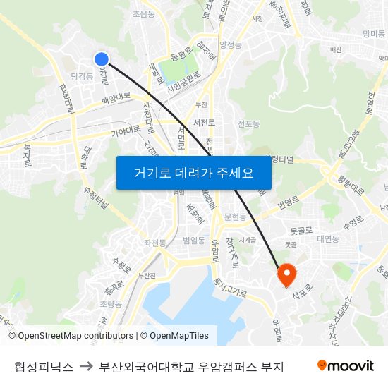 협성피닉스 to 부산외국어대학교 우암캠퍼스 부지 map