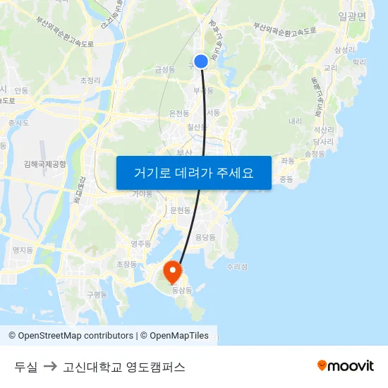 두실 to 고신대학교 영도캠퍼스 map