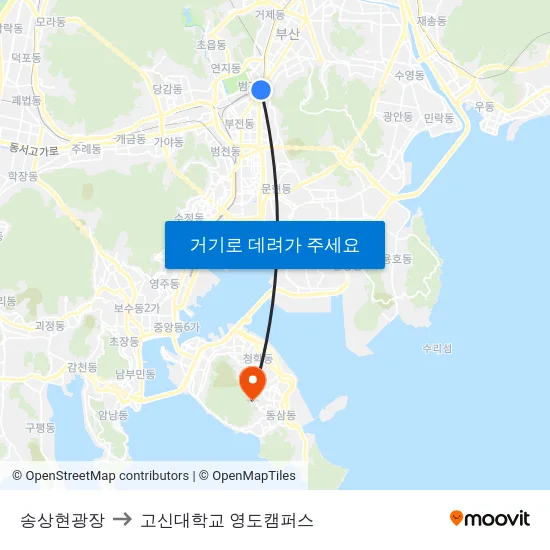 송상현광장 to 고신대학교 영도캠퍼스 map