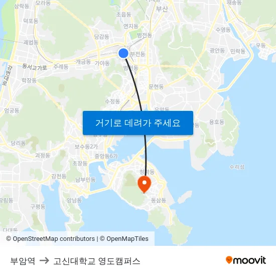 부암역 to 고신대학교 영도캠퍼스 map