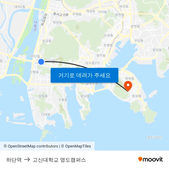 하단역 to 고신대학교 영도캠퍼스 map