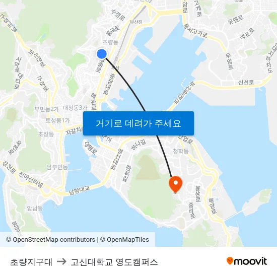초량지구대 to 고신대학교 영도캠퍼스 map