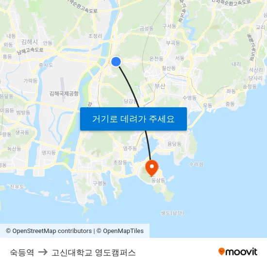 숙등역 to 고신대학교 영도캠퍼스 map