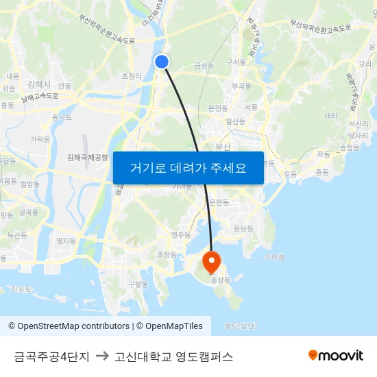 금곡주공4단지 to 고신대학교 영도캠퍼스 map