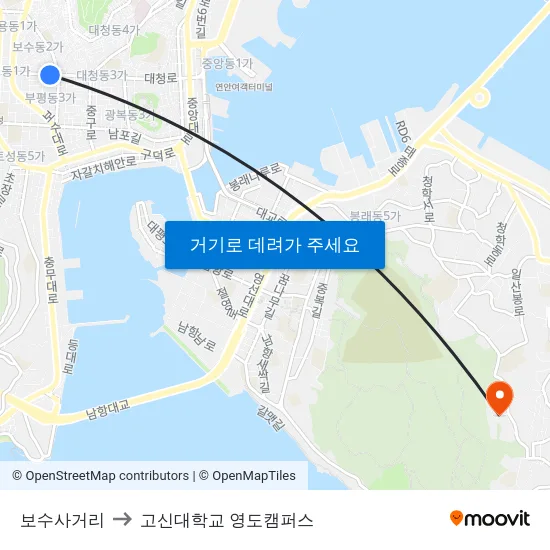 보수사거리 to 고신대학교 영도캠퍼스 map