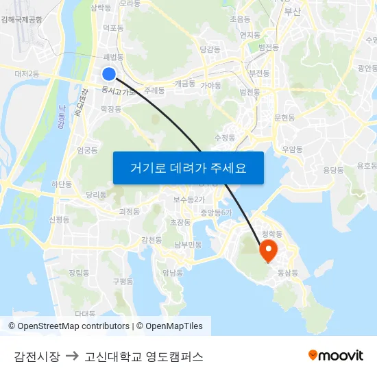 감전시장 to 고신대학교 영도캠퍼스 map