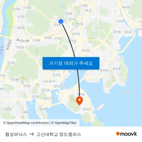 협성피닉스 to 고신대학교 영도캠퍼스 map