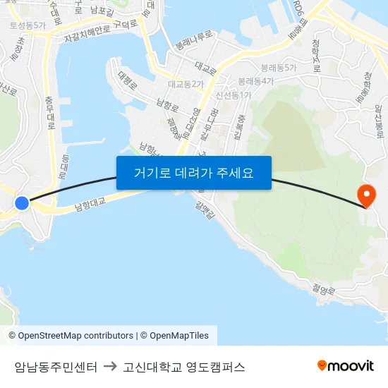 암남동주민센터 to 고신대학교 영도캠퍼스 map
