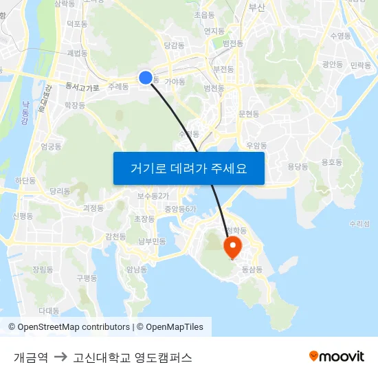 개금역 to 고신대학교 영도캠퍼스 map