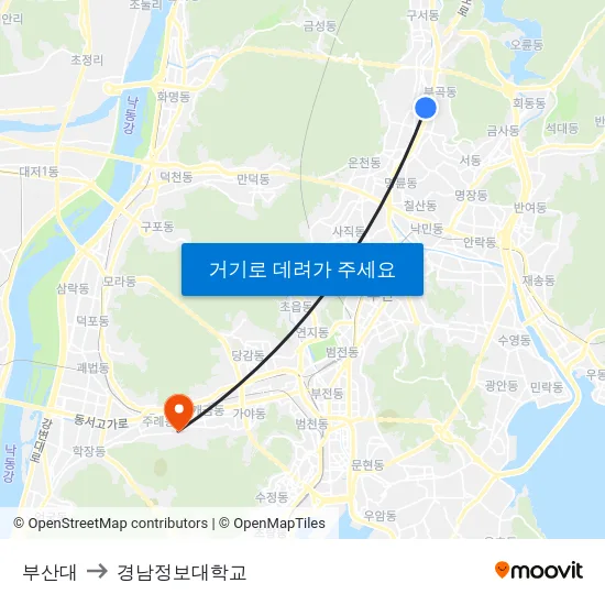 부산대 to 경남정보대학교 map
