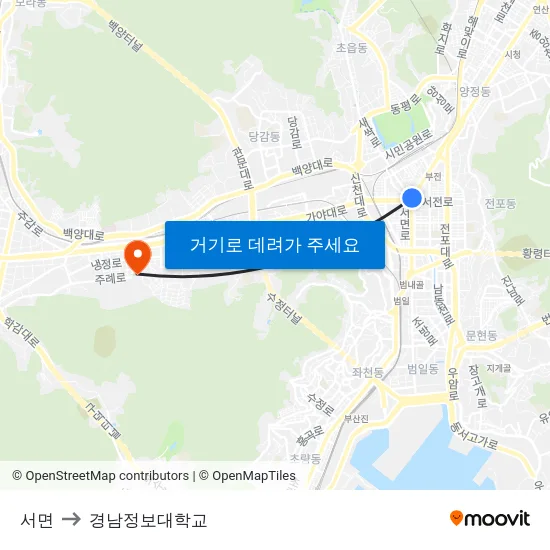 서면 to 경남정보대학교 map