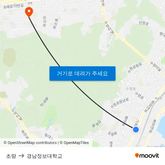 초량 to 경남정보대학교 map