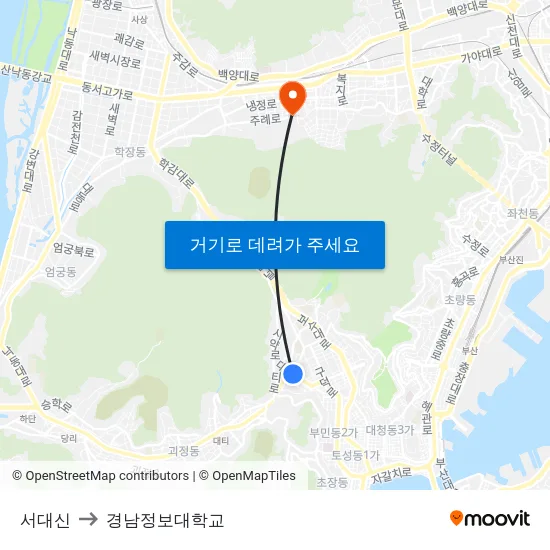 서대신 to 경남정보대학교 map