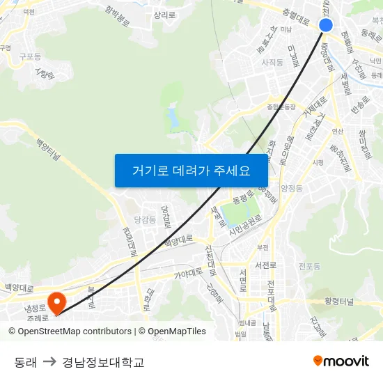 동래 to 경남정보대학교 map