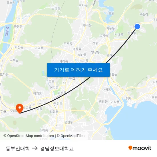 동부산대학 to 경남정보대학교 map