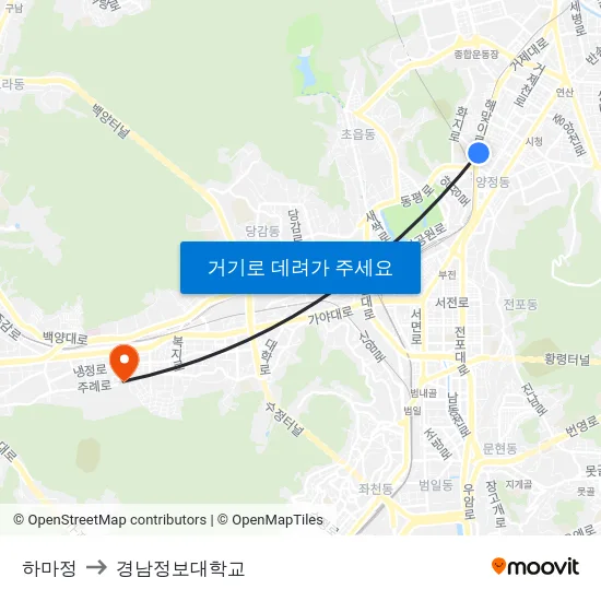 하마정 to 경남정보대학교 map