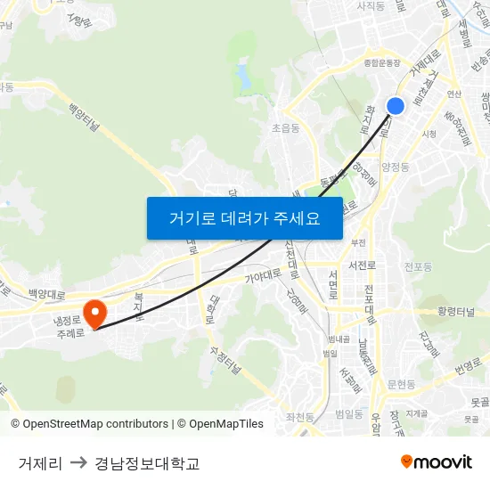거제리 to 경남정보대학교 map
