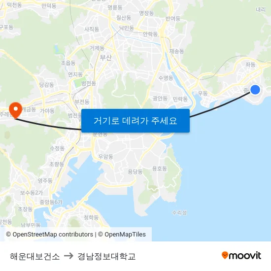해운대보건소 to 경남정보대학교 map