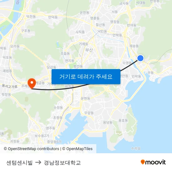 센텀센시빌 to 경남정보대학교 map