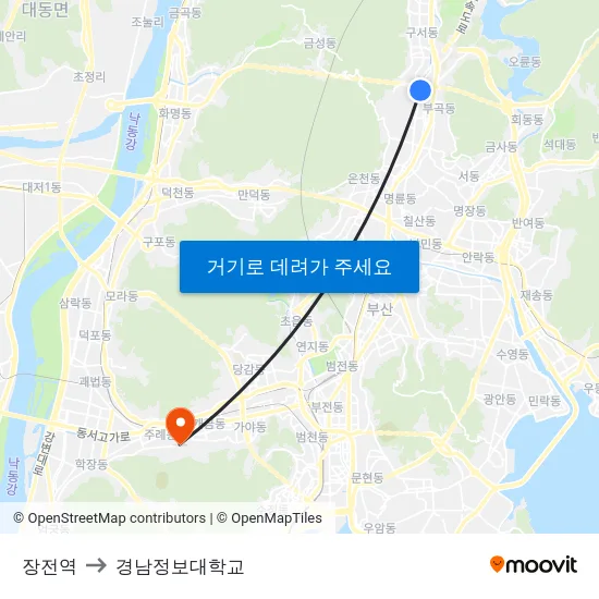 장전역 to 경남정보대학교 map
