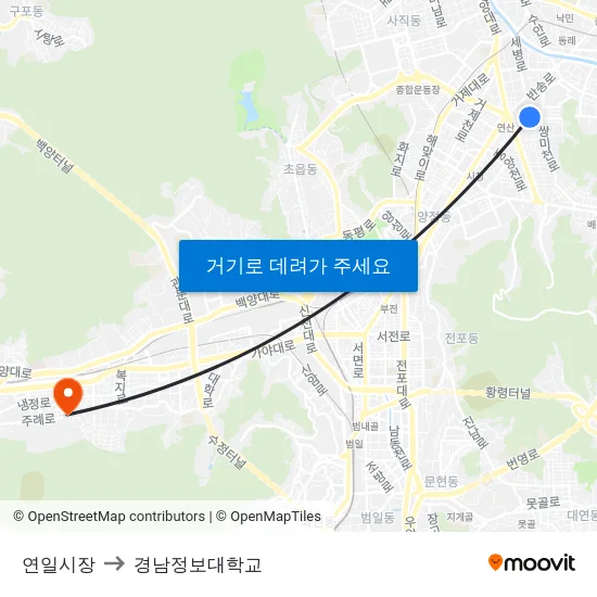 연일시장 to 경남정보대학교 map