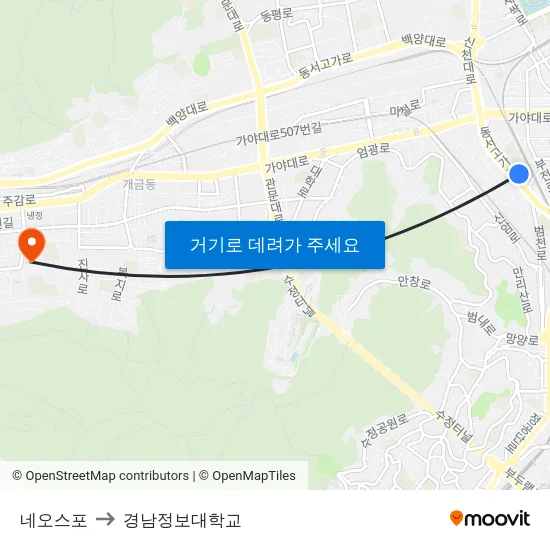 네오스포 to 경남정보대학교 map